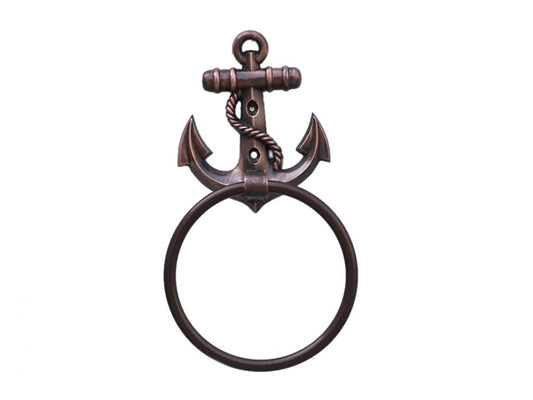 Antique Copper Anchor Towel Holder 9""    Home Decor Supply | Online Retail | ShoreShopper.com