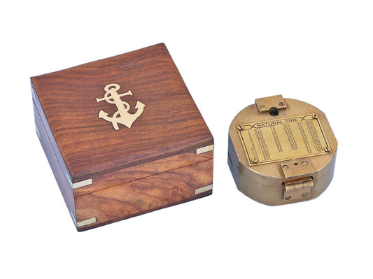 Antique Brass Brunton Pocket Transit Compass with Rosewood Box 4""    Home Decor Supply | Online Retail | ShoreShopper.com