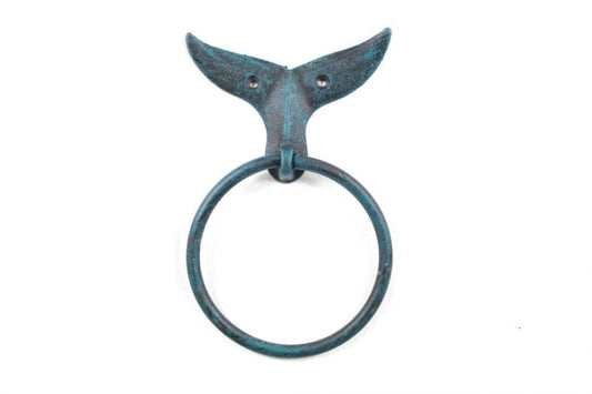 Seaworn Blue Cast Iron Whale Tail Towel Holder 7.5""    Home Decor Supply | Online Retail | ShoreShopper.com