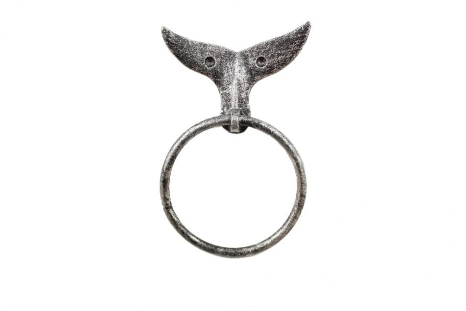 Rustic Silver Cast Iron Whale Tail Towel Holder 7.5""    Home Decor Supply | Online Retail | ShoreShopper.com