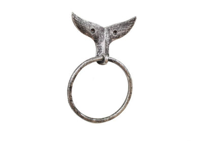 Rustic Silver Cast Iron Whale Tail Towel Holder 7.5""    Home Decor Supply | Online Retail | ShoreShopper.com